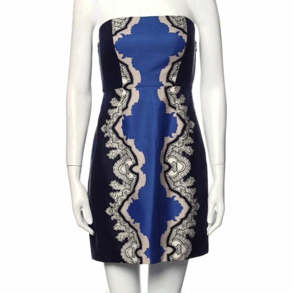 Tibi Blue Silk Strapless Dress - Picture 1 of 3